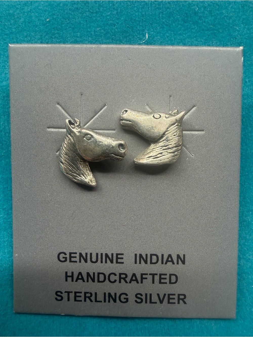Sterling Silver Horse Head Earrings - Native Made stamped
